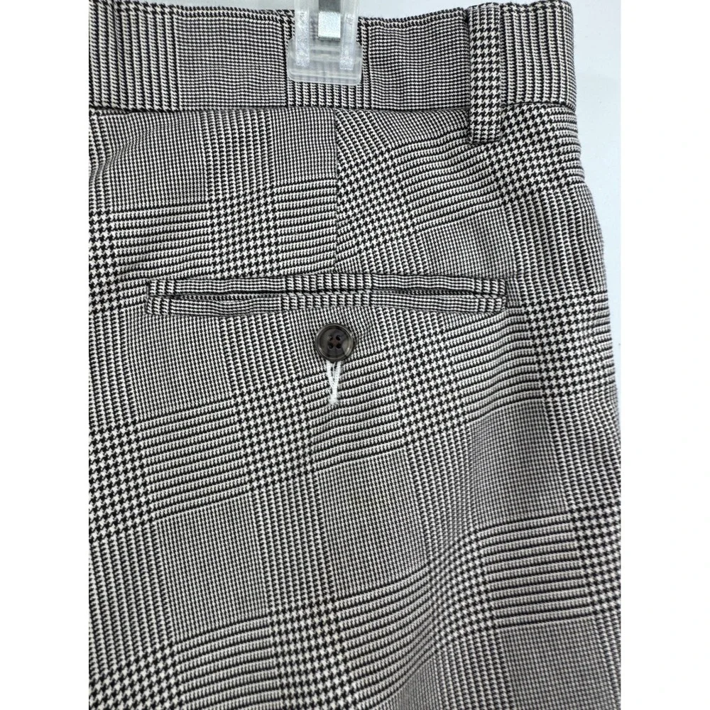 Polo Ralph Lauren Mens 32x30 Glen Plaid Pleated Cuffed Cotton Dress Pants Brown